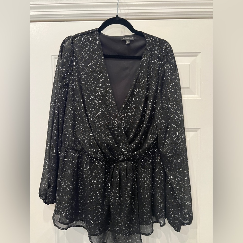 Sparkly Dressy Black Blouse Size 14
